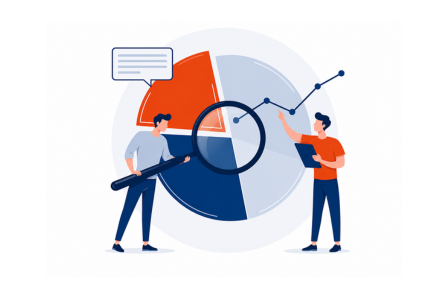 Deux personnes analysent un graphique, avec des dialogues et des outils de mesure.