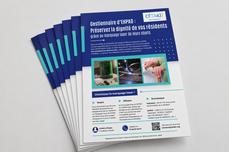 Brochures empilées présentant des conseils sur la gravure laser