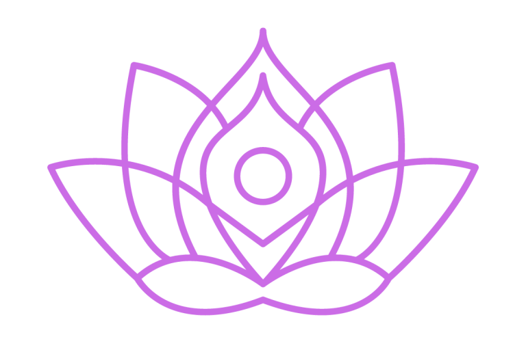 Fleur de lotus stylisée avec des contours violets.